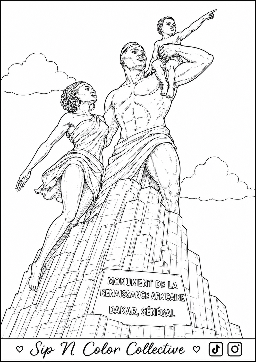African Renaissance Monument | Dakar Senegal Coloring Page