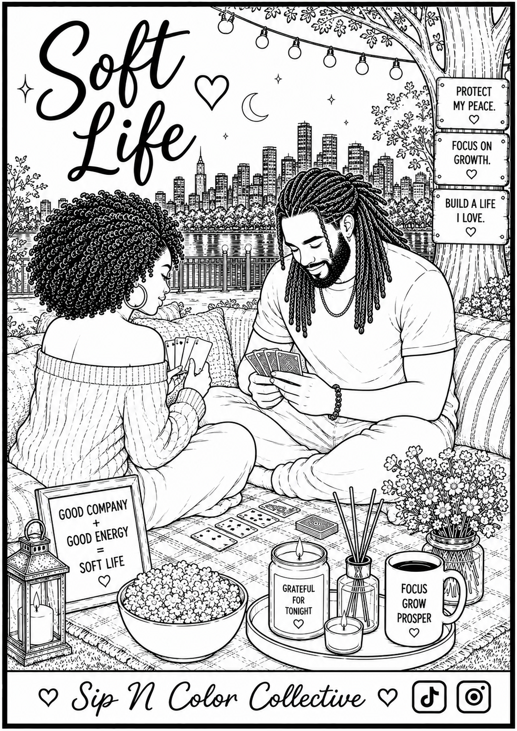 Soft Life Game Night | Printable Coloring Page